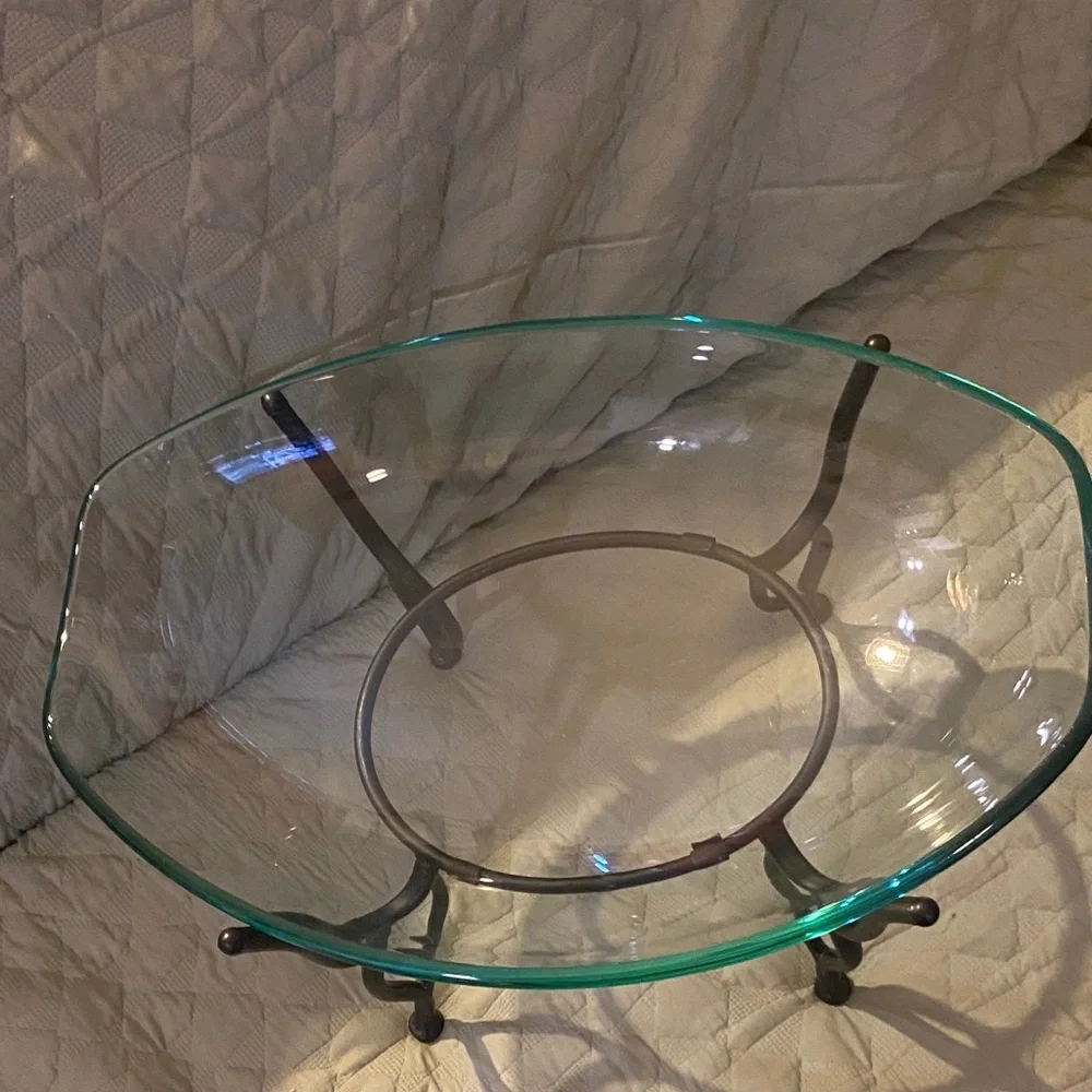 Elegant Glass Bowl with Black Stand large size 10”Hx14”Wx21”L